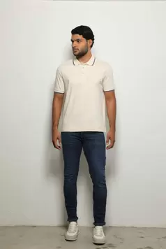 Polo Fashion Mercerizada Ivory/Verde