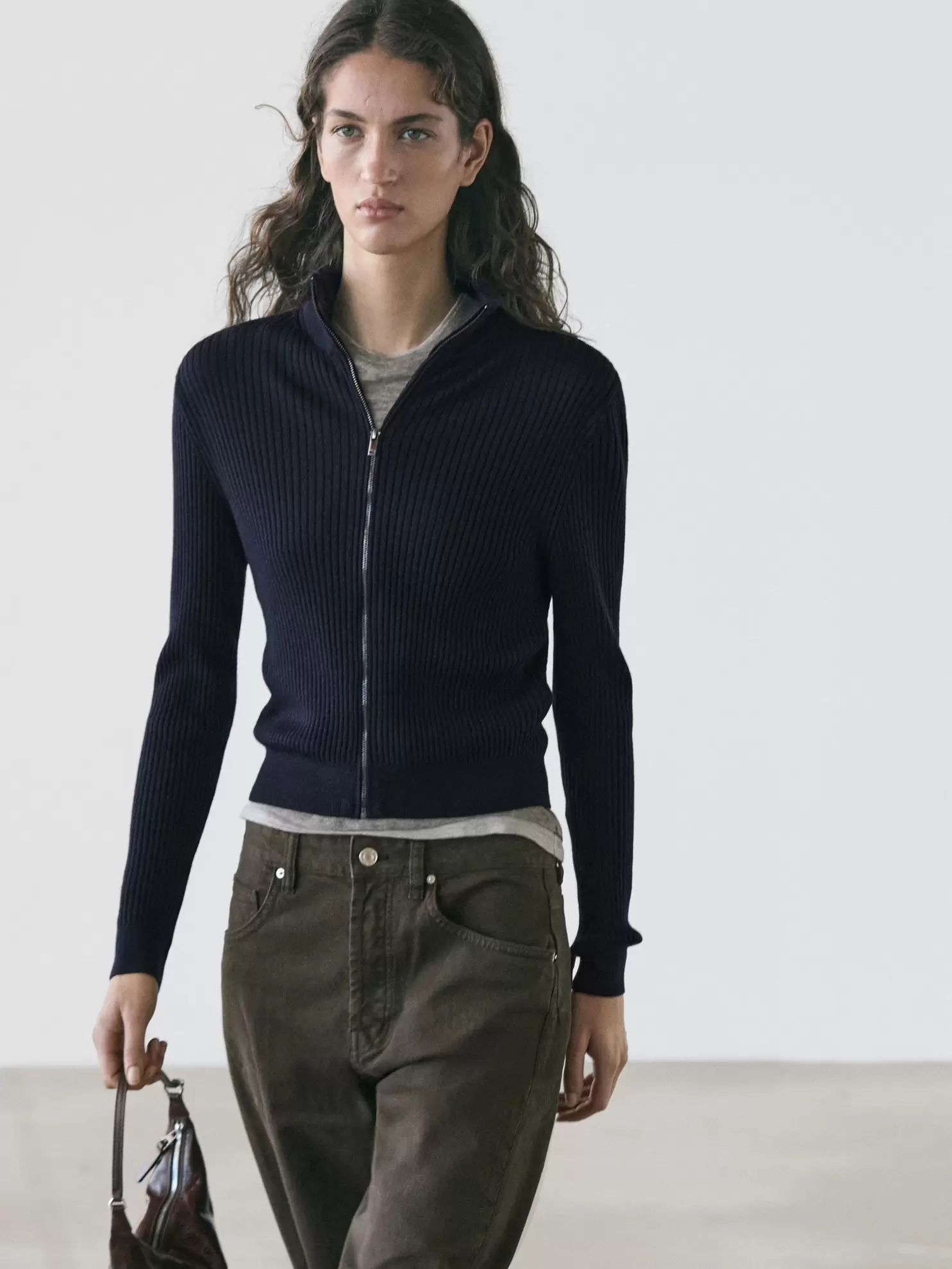 Cárdigan cremallera lana