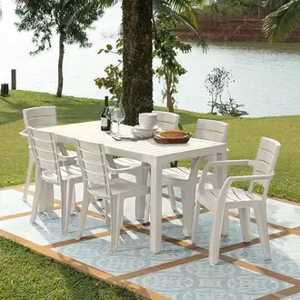 Combo Comedor Familiar Barú, 1 Mesa, 6 Sillas Con Brazos