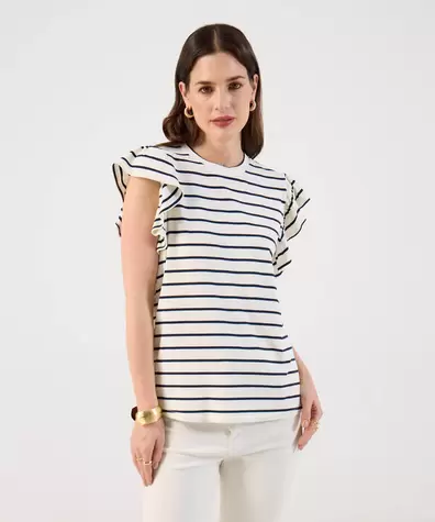 Camiseta Con Boleros En Mangas Para Mujer