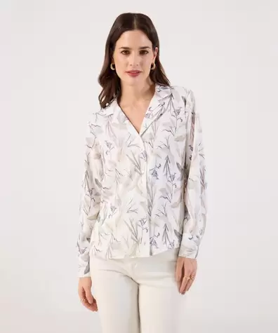 Blusa Camisera de Manga Larga con Estampado para Mujer