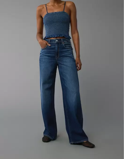 Jean Straight Baggy Talle Alto y Holgado Mujer AE