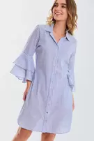 Vestido a rayas corto m3/4 c/ boleros - Azul