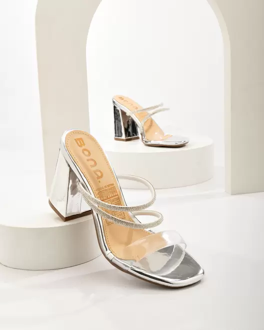 Sandalia Tacón Transparente - 19348 - PLATEADO