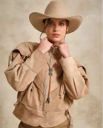 Chaqueta Tipo Bomber en Cuero para Mujer