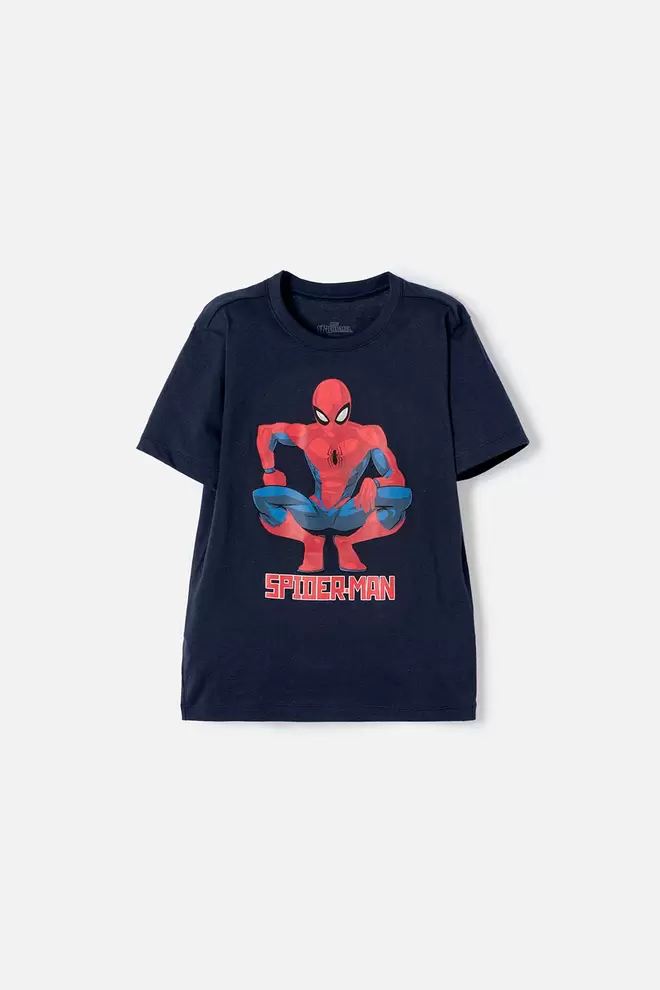 Camiseta de Spider-man manga corta azul para niño