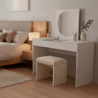 Escritorio Pente Crystal Natural y blanco