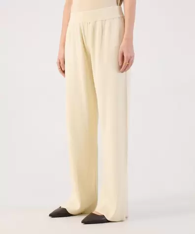 Pantalón Wide Leg de Punto Acanalado para Mujer