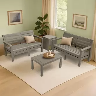 Sala Barú En L 4 puestos, 2 Sofás Dobles, 1 Baúl 100 litros, 1 Mesa de Centro