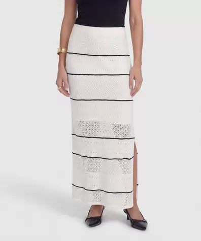 Falda Midi Tejida con Calados para Mujer