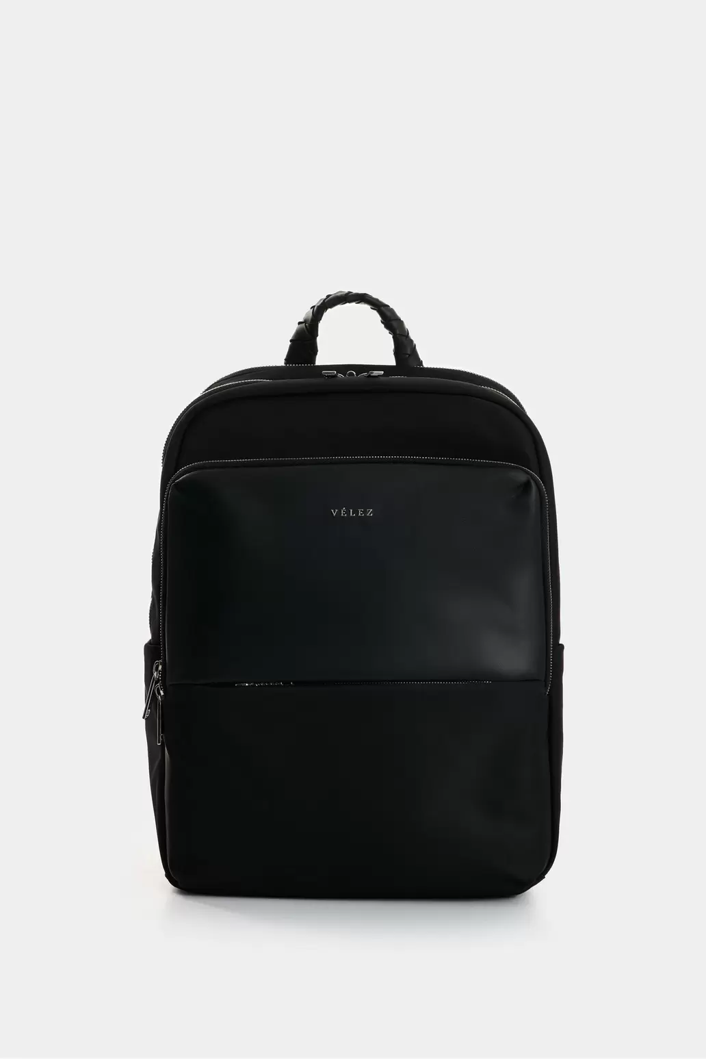 Morral Marfilo de cuero y nylon para mujer manija trenzada Negro