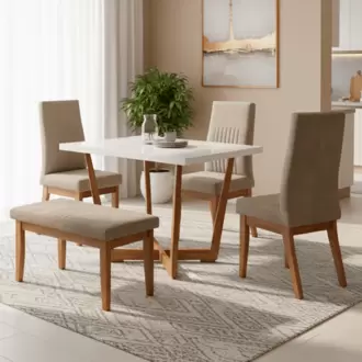 Juego Comedor Gales Tela /Beige