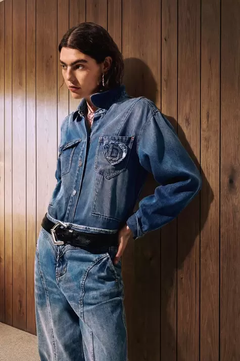 Pantalón vaquero balloon costuras