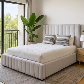 Cama Queen Vibe 160x190cm tapizada gris