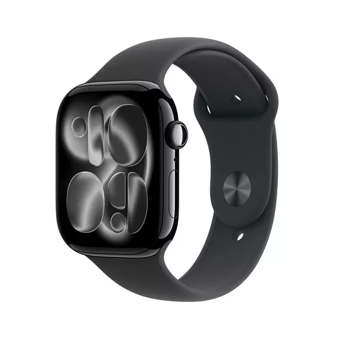 Apple Watch Series 11 GPS + Cellular • Caja de aluminio negro azabache de 46 mm • Correa deportiva negra – M/L