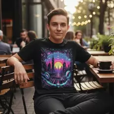 CAMISETA NEGRA ESTAMPADA ADULTO