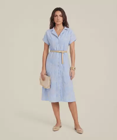 Vestido Camisero con Bordado para Mujer