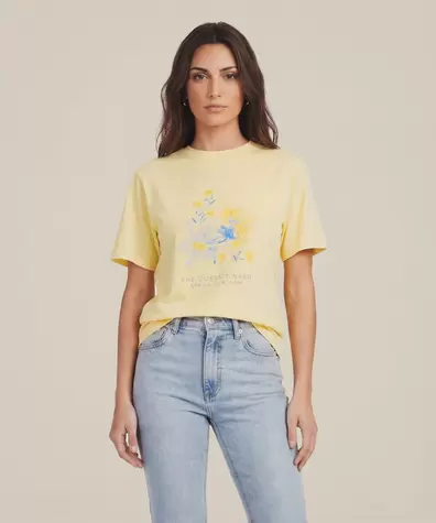 Camiseta Estempada Cuello Redondo Para Mujer