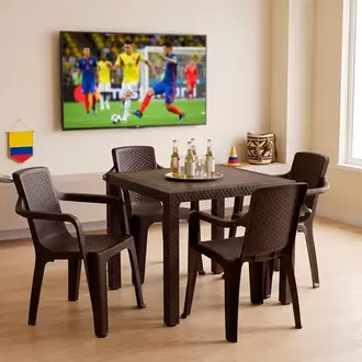 Combo Comedor Eterna, 1 Mesa, 4 Sillas Con Brazos