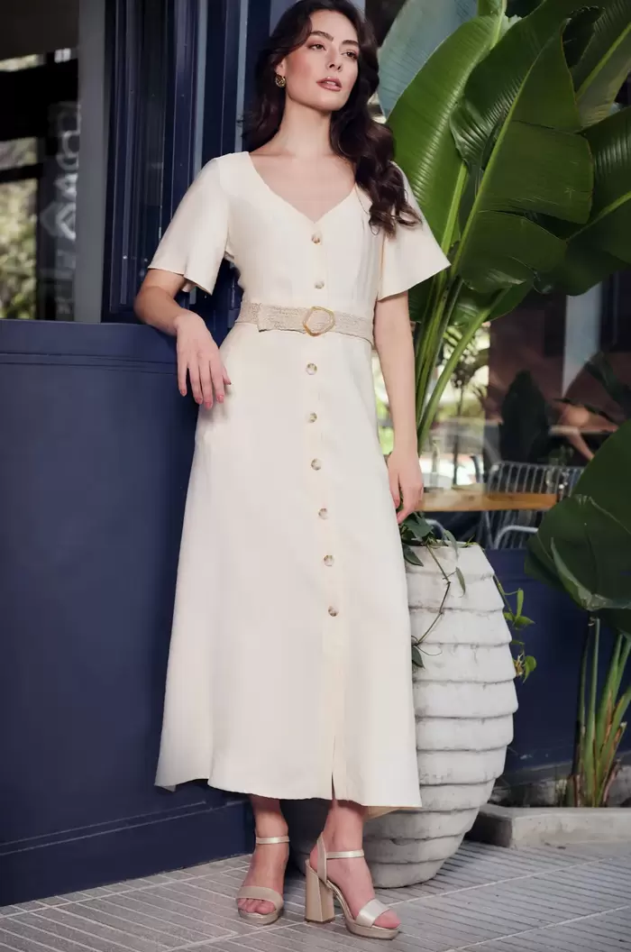 VESTIDO MG CORTA BOTONES DELANTERO