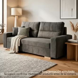 Sofá 3 puestos Burak Tela-plomo