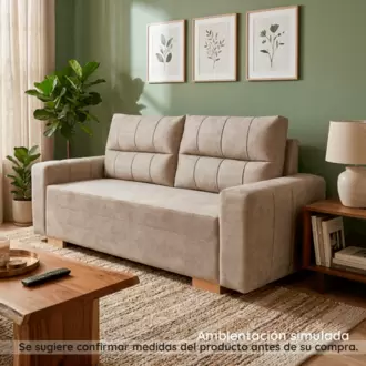 Sofá 3 puestos Burak Tela-beige