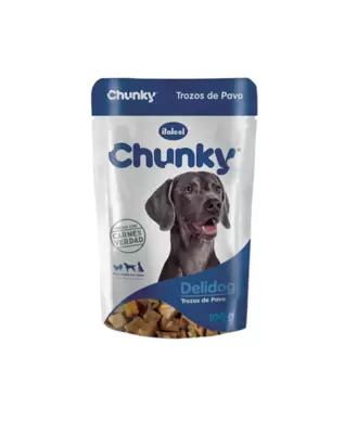 Alimento humedo chunky delidog trozos de pavo pouch