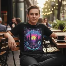 1 Camiseta Negra Estampada Adulto