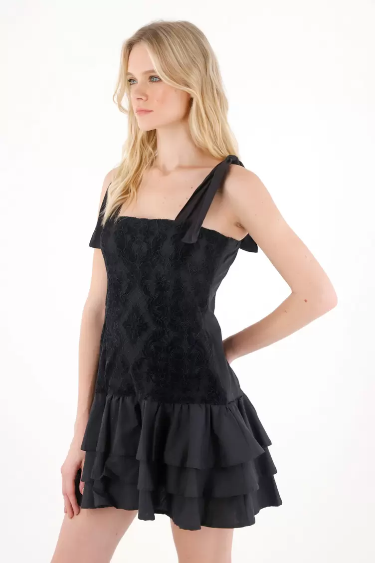 Vestido corto con boleros negro para mujer