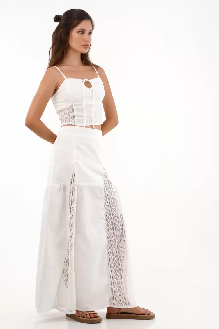 Camisa crop de tiras crudo para mujer