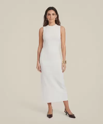 Vestido Midi Ajustado en Rib para Mujer