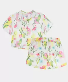 Conjunto De Playa Camisa Y Short Para Niña Color Marfil