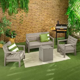 Sala Barú 4 Puestos, 2 Sillones, 1 Sofá Doble, 1 Baúl 100 Litros