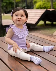 Conjunto Pantalón y Blusa Manga Sisa Para Bebé Recién Nacida