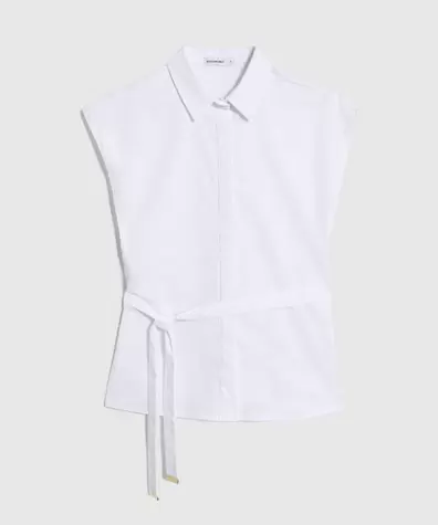 Camisa Minimalista Con Lazo Para Mujer