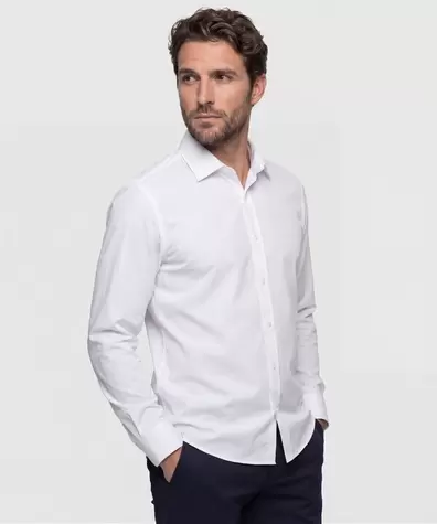 Camisa Non Iron Manga Larga Sin Bolsillo