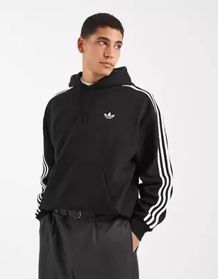 Adidas Originals Adicolor classics 3-stripes hoodie in black
