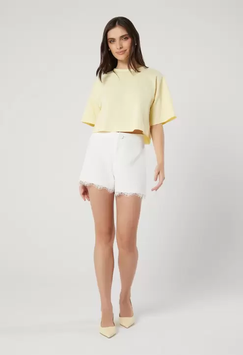 Short tiro alto con encaje para mujer