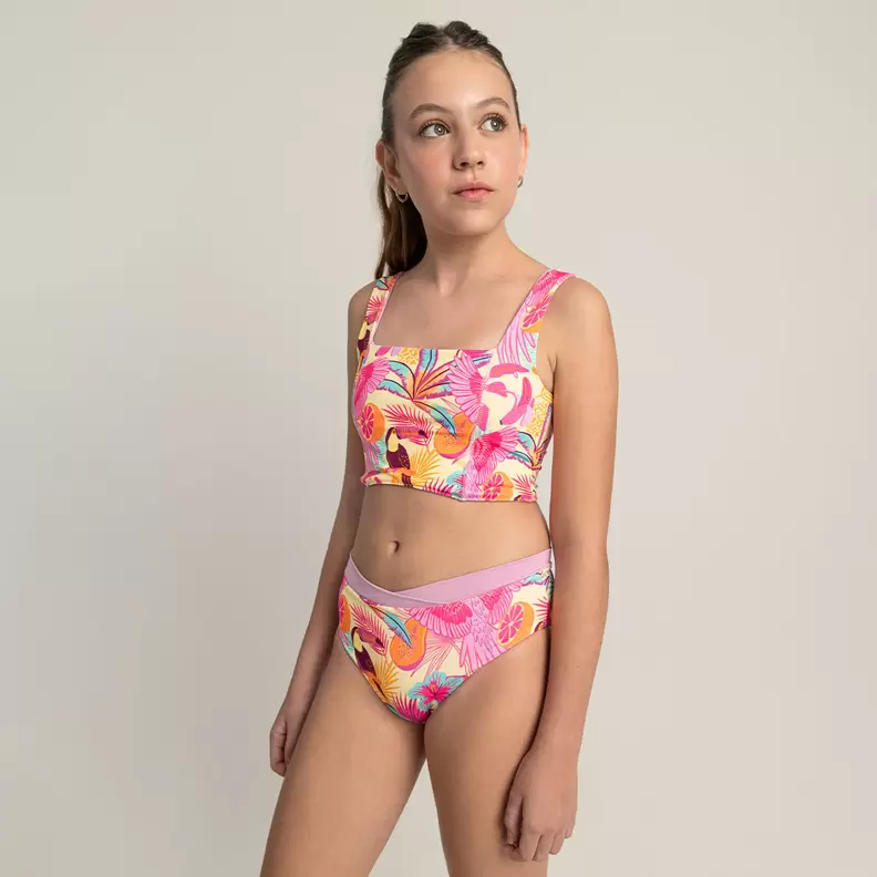 Vestido de baño bikini doble faz para niña