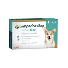 Antiparasitario Externo para perroSimparica 40 MgCaja 1 Tableta (10 a 20 kg)