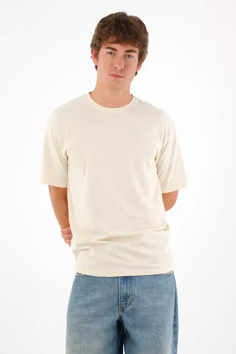 Camiseta manga corta con raqueta bordada crudo para hombre