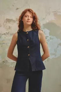Chaleco Denim Corto