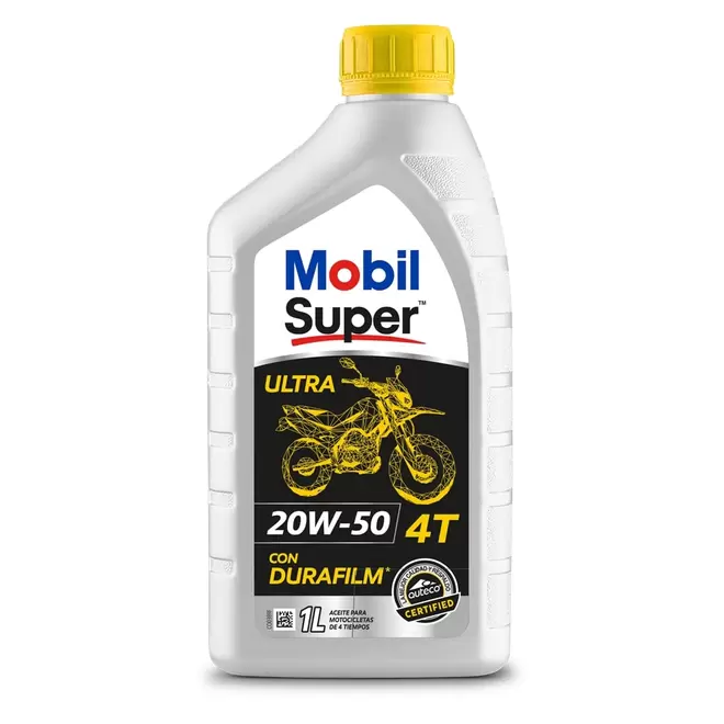 ACEITE DE MOTOR PARA MOTO 4 TIEMPOS MOBIL SUPER 4T ULTRA 20W 50 LITRO
