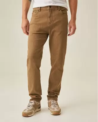 Pantalón de Hombre 5 Bolsillos Tiro Medio Lavado Especial y Reservas en Mezcla de Algodón