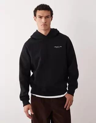 Abercrombie & Fitch premium oversized hoodie in black