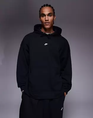 Nike Club French Terry oversized hoodie in black