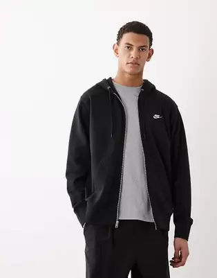 Nike Club French Terry full zip hoodie in black