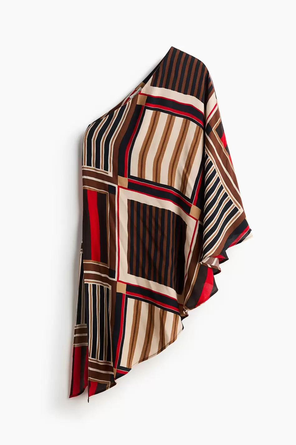 Blusa estilo capa en satín de un solo hombro