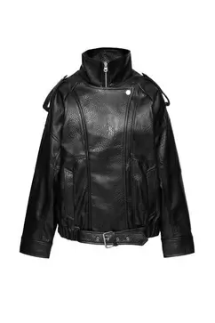 Chaqueta efecto piel cuello alto