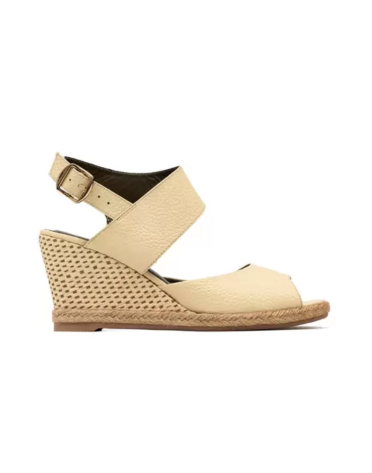 Zapato tacon corrido tipo espadrila en cuero REF DEU1762